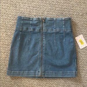 Free people front Zipper denim skirt
